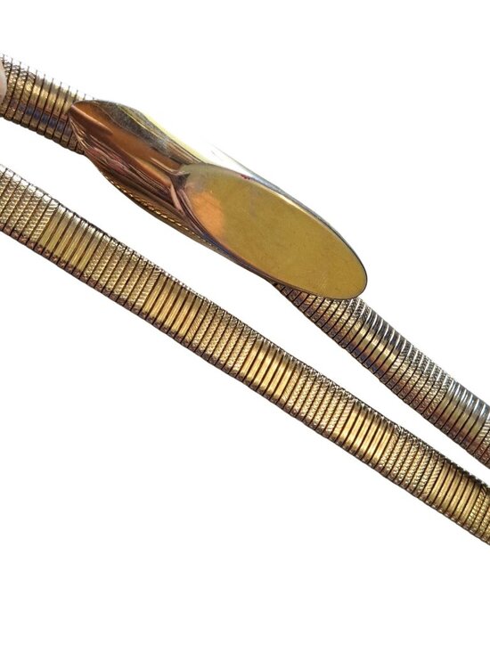Accessories - Vtg 80's Snake Belt Metal Stretchy Belt Gold 2 Tone Women's Adjustable